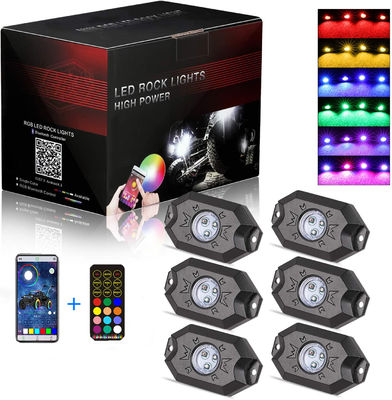 RGB 4pods οδηγήσεων λάμψη βράχου φω'των Underglow αυτοκινήτων Bluetooth